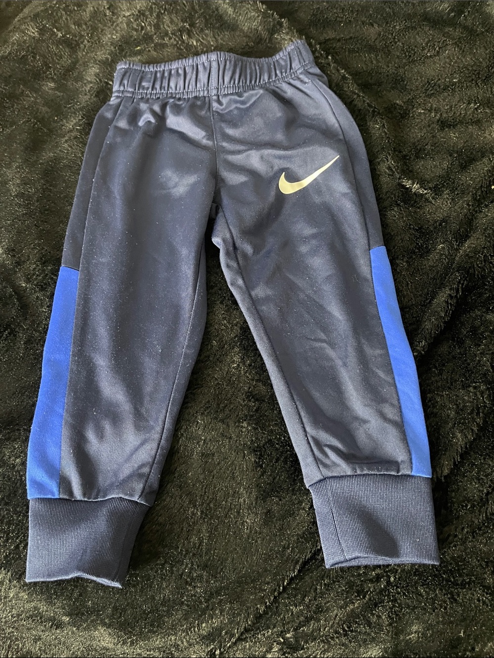 Nike Navy Joggers with Blue Side Panels and White Swoosh